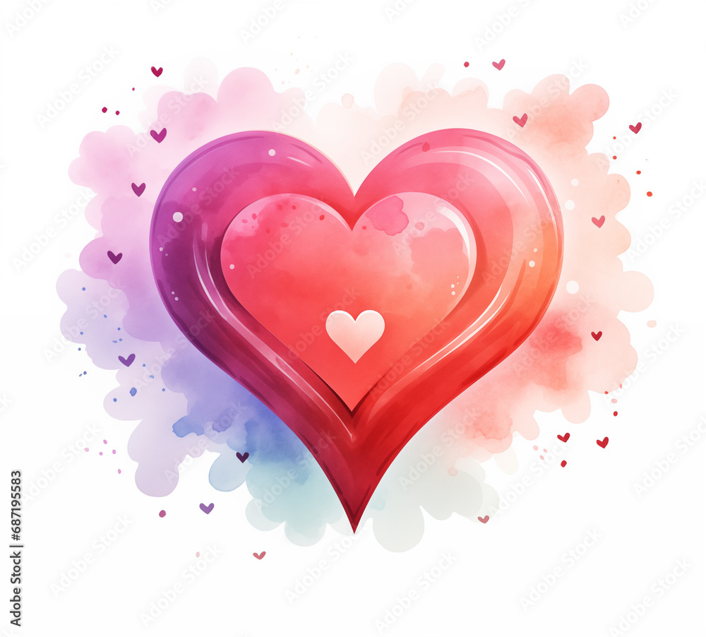 watercolor art illustration of valentine heart