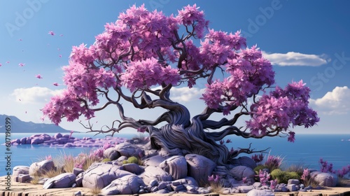 Lagerstroemia Loudonii Flower Tree On Blue, Background Image, Desktop Wallpaper Backgrounds, HD photo