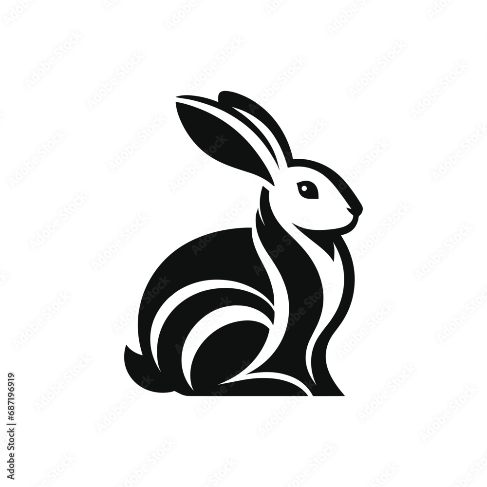 Bunny vector silhouette illustration, black Bunny vector silhouette illustration, black
