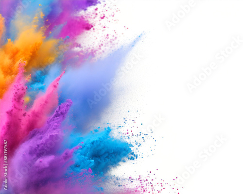 Colorful powder explosion isolated on white background
