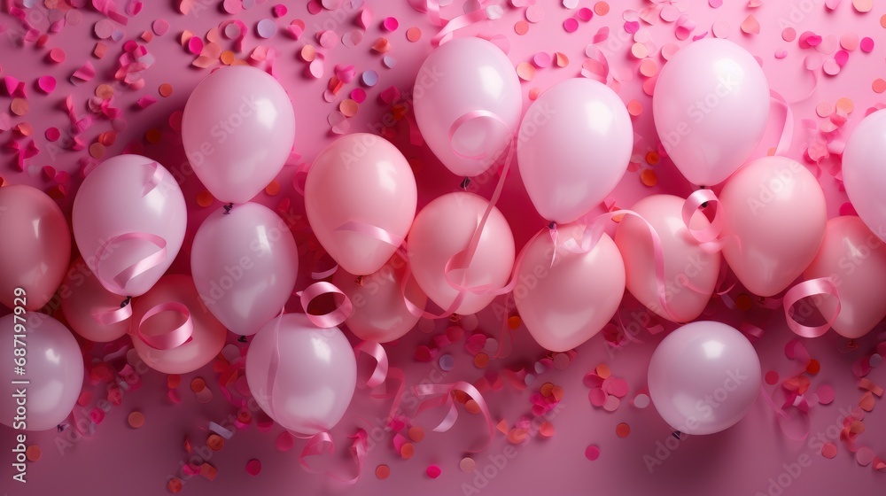 Pink Confetti Covered On White Background, Background Image, Desktop Wallpaper Backgrounds, HD