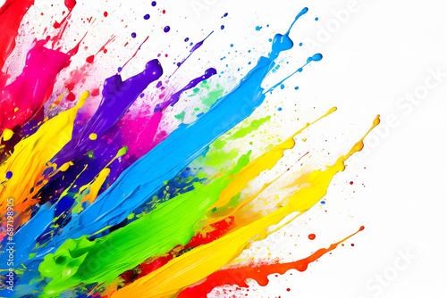 Colorful paint splashes on white background