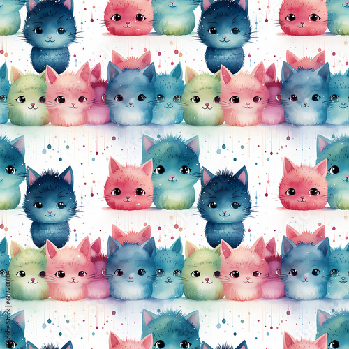 watercolor cute cats background