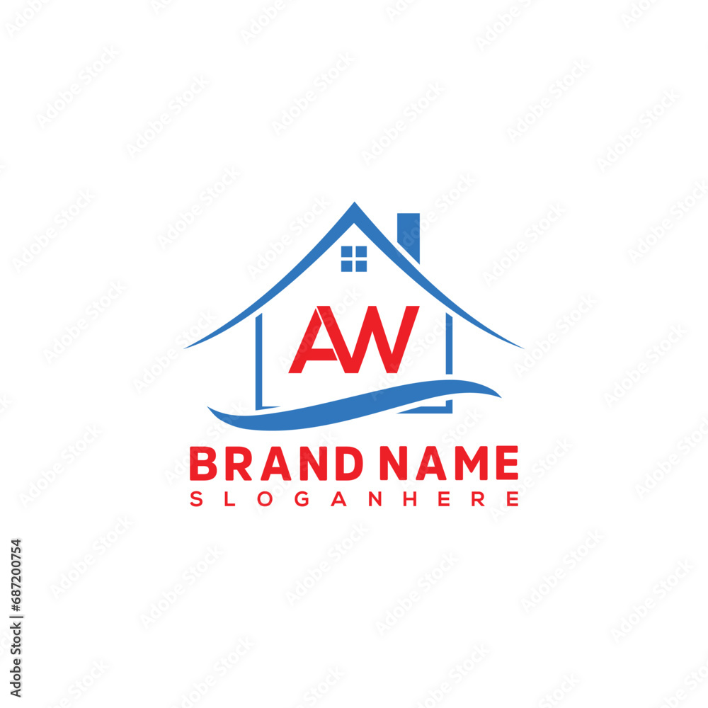 Letter AW Real Estate Logo Design. Home, Property and Construction Logo