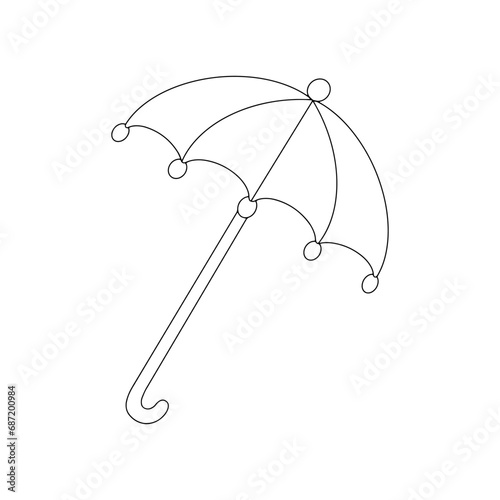 Coloring book page for kids umbrella. Cartoon style character. Vector illustration isolated on white background.