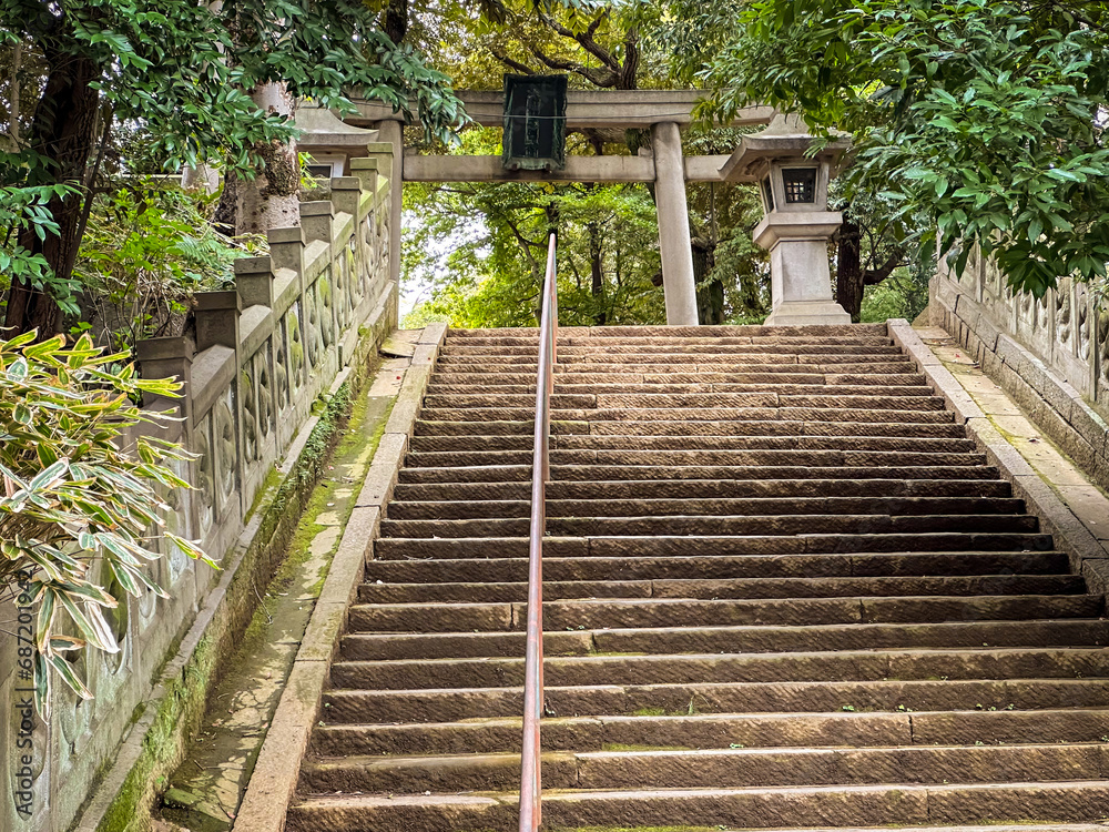 Staircase in front of the Hikawa Shrine, Tokyo, Japan on March 24, 2023