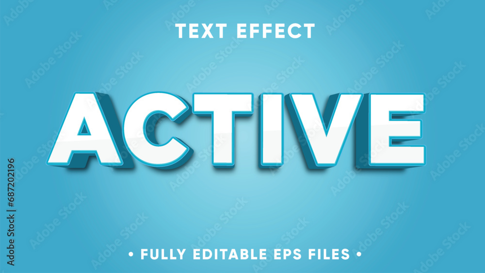 Active kids 3d style editable text effect with blue template