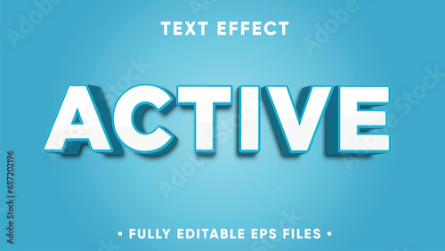 Active kids 3d style editable text effect with blue template