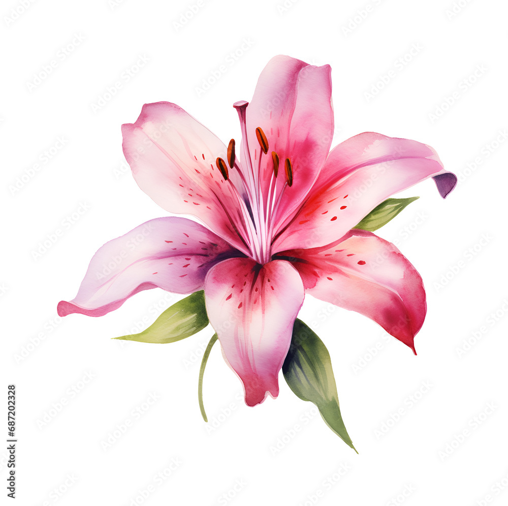 Lily Flower, watercolor clipart illustration with isolated background