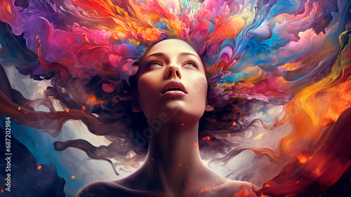The Essence of Creativity  A burst of colorful brilliance released from the mind. Generative AI