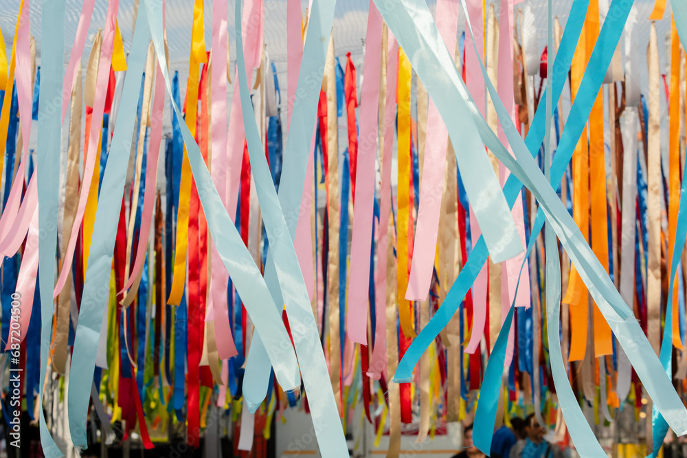 Many colored ribbons in the house