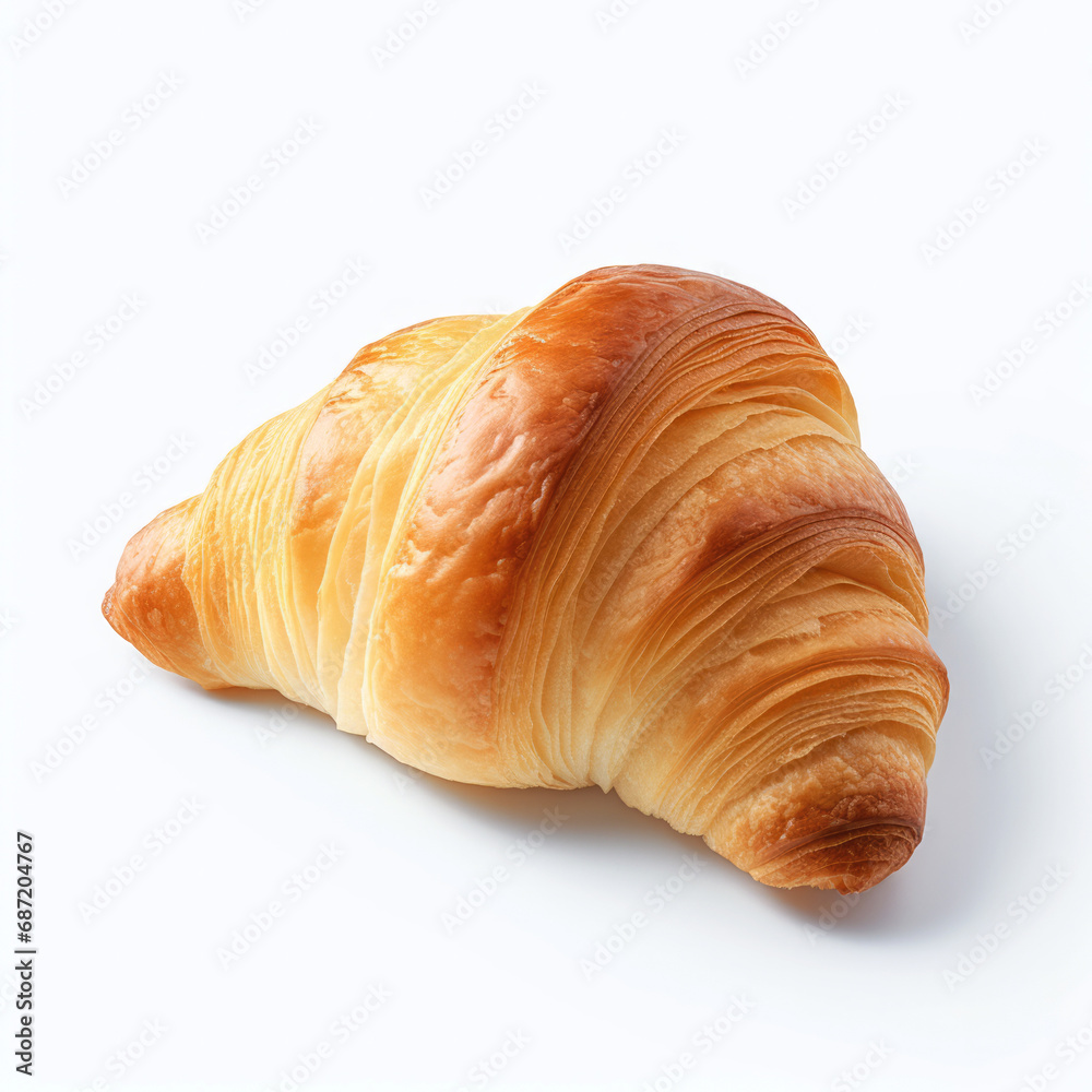 A fresh croissant French breakfast isolated on a white background. A fresh croissant French breakfast isolated on a white background.