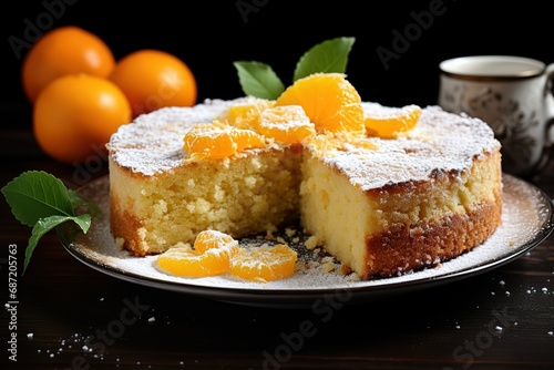 vanilla sponge cake with oranges,