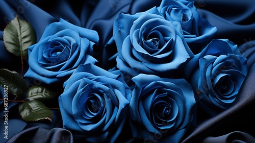 Abstract Blue Silk Rose Fashion, Background Image, Desktop Wallpaper Backgrounds, HD