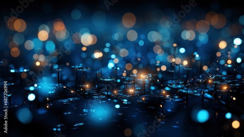 Abstract Bokeh Light Sparkle On Blue, Background Image, Desktop Wallpaper Backgrounds, HD