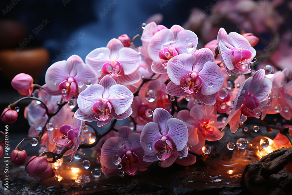 orchids, floral background, top view. a bouquet, lots of colorful exotic flowers. orchids, floral background, top view. a bouquet, lots of colorful exotic flowers.