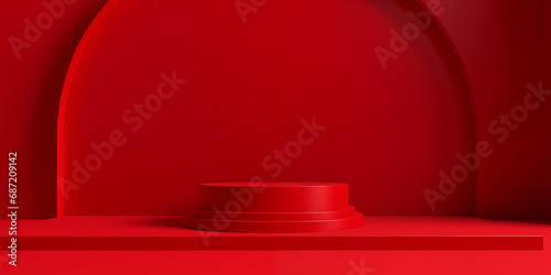 red luxury minimal 3d podiu...