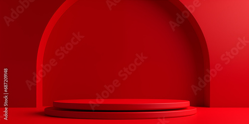 red luxury minimal 3d podiu...