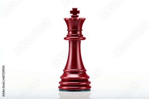 Chess Piece Red King Isolated on a White Background