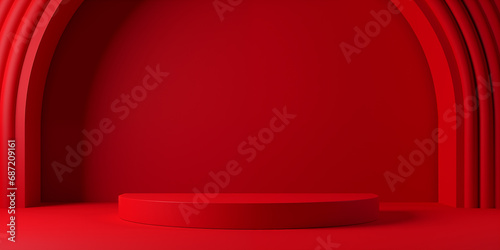 red luxury minimal 3d podiu...