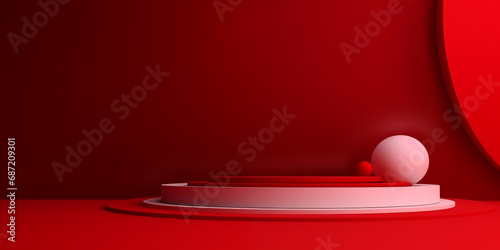 red luxury minimal 3d podiu...