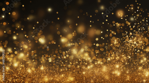 Gold glitter bokeh background with copyspace