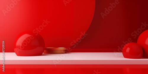 red luxury minimal 3d podiu...