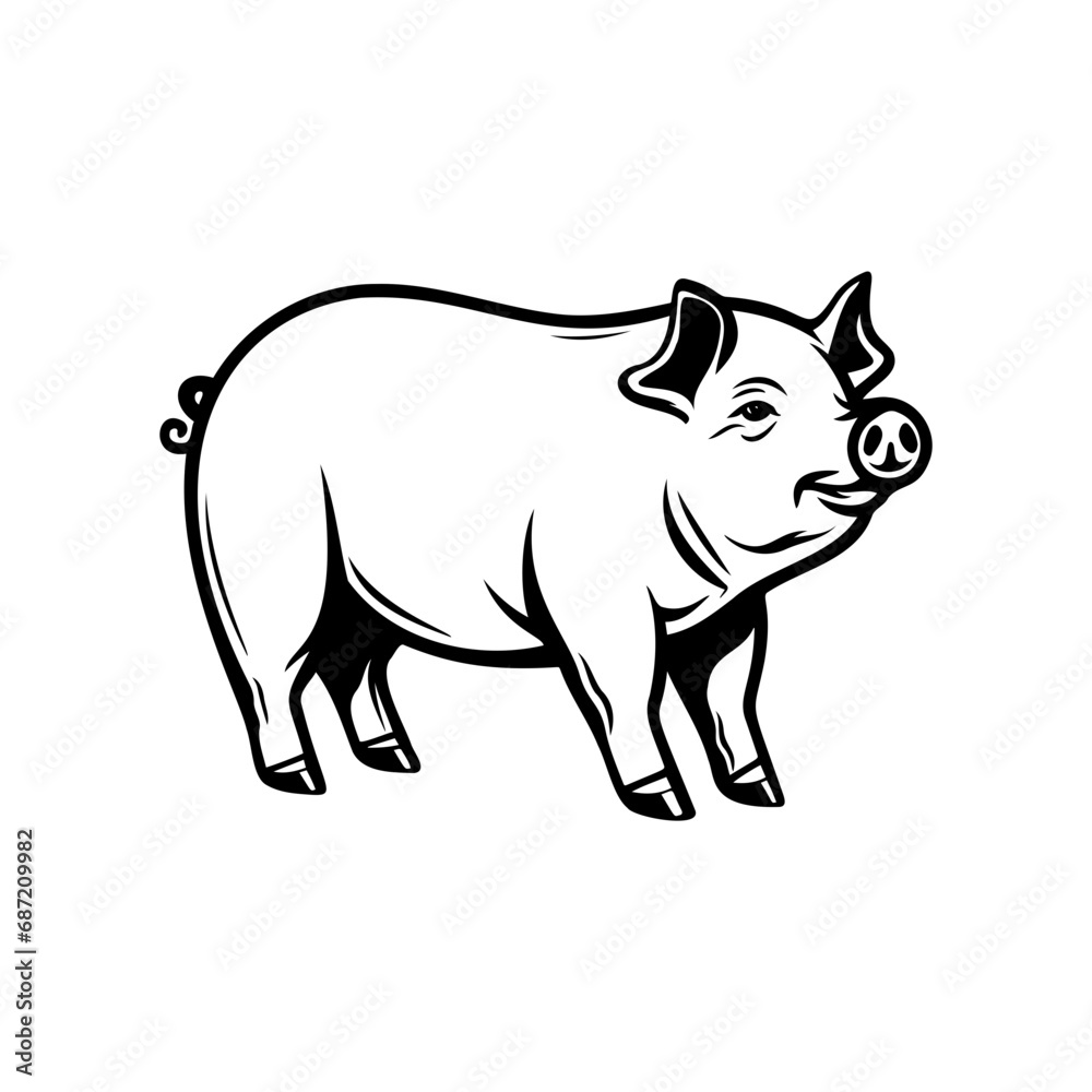 Cute pig, vector illustration as a design element	