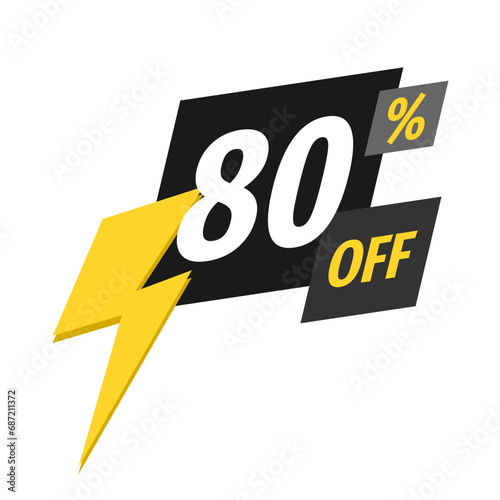 80 percent off banner flash sale black yellow