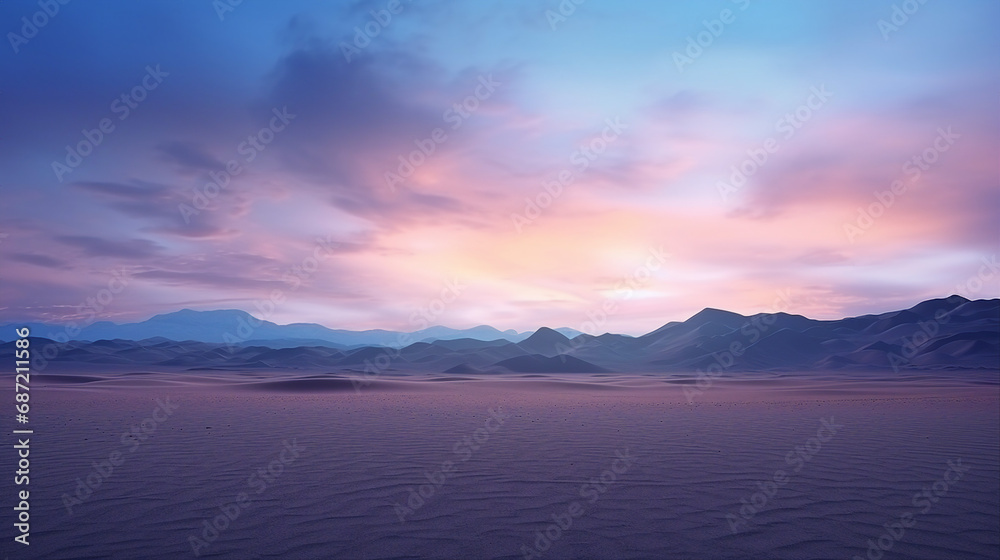 Twilight Sky Over Desert Landscape at Dusk Background