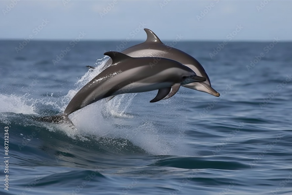 Dolphins leaping from the sea or ocean, displaying their playful and energetic nature. Joyful and acrobatic behavior of these intelligent marine mammals in their natural habitat. Dolphins leaping from the sea or ocean, displaying their playful and energetic nature. Joyful and acrobatic behavior of these intelligent marine mammals in their natural habitat.
