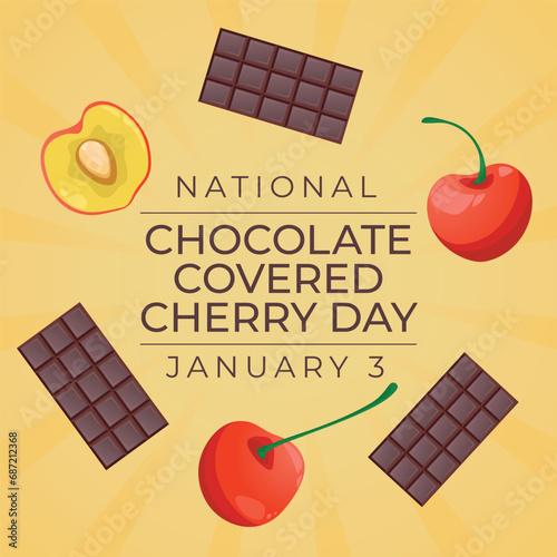 Flyers honoring National Chocolate Covered Cherry Day or promoting associated events can utilize National Chocolate Covered Cherry Day vector graphics. design of flyers, celebratory materials.