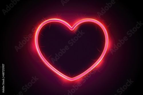 A neon heart on a black background