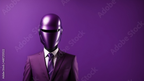 Faceless Purple Portrait Man with Suit Digital Background Abstract Mask Design