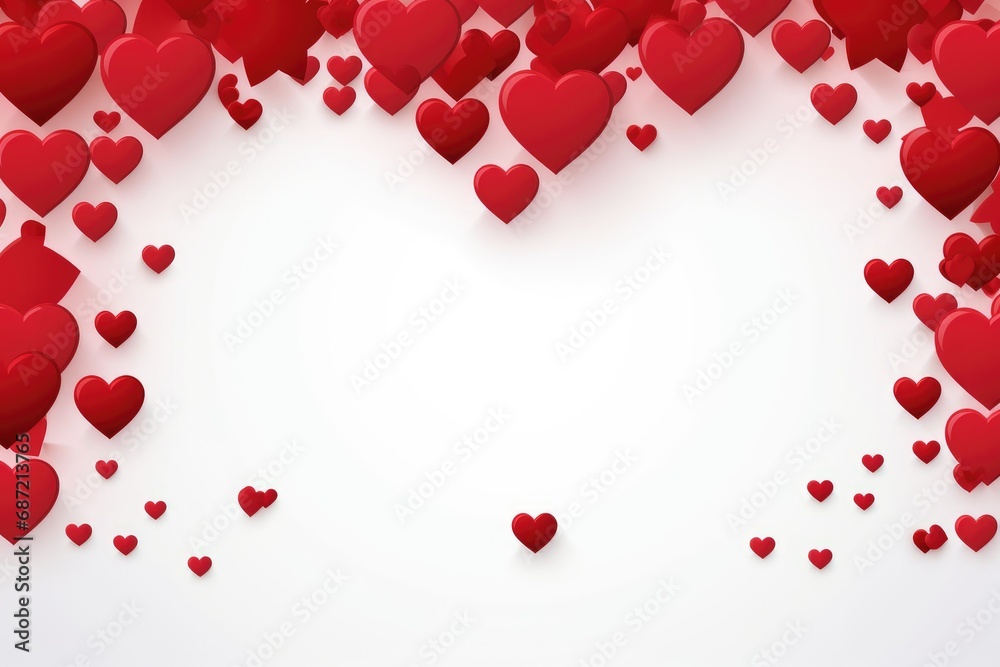 A large group of red hearts on a white background