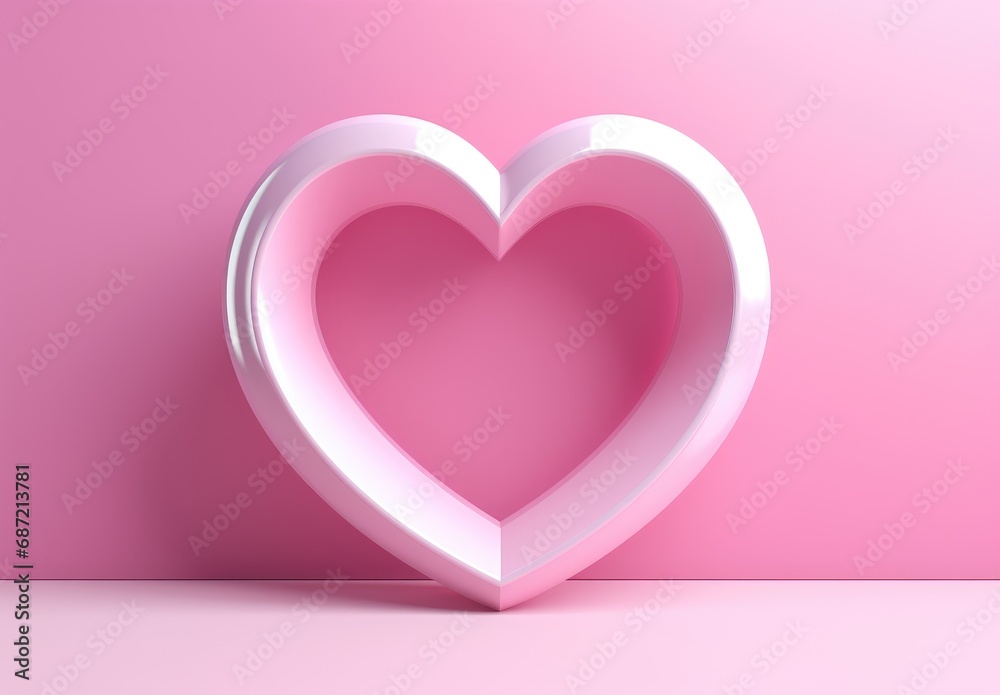A white heart shaped object on a pink background
