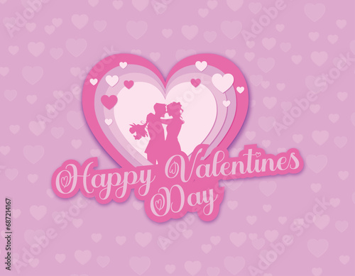 Happy Valentine's Day design pink vector illustration 