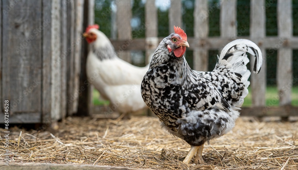 Fototapeta premium chicken in winter with snow