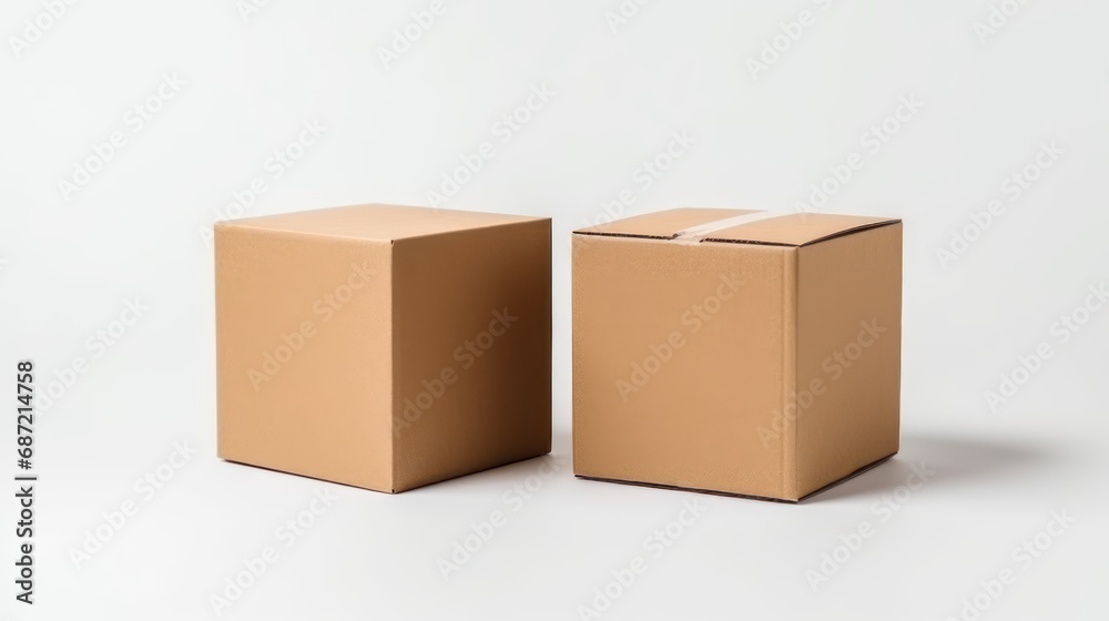 Fototapeta premium stack of cardboard boxes isolated on white background online sell concept