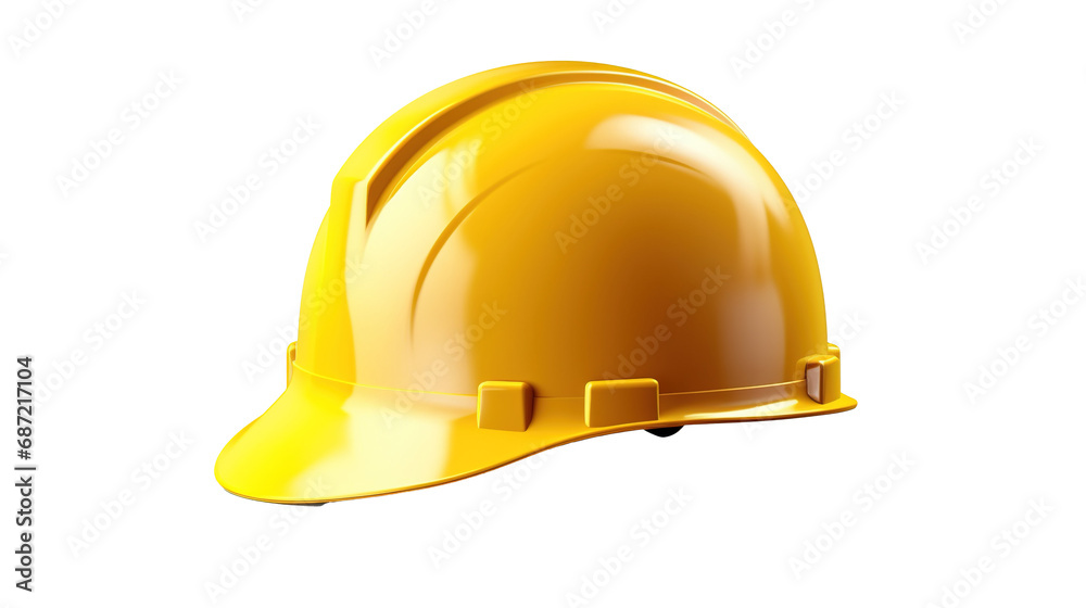 Fototapeta premium Yellow hard hat, protective helmet isolated on transparent background, PNG image with background removed, Created with Generative Ai technology.