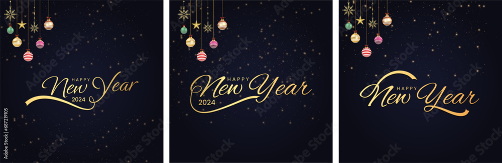 2024 Happy New Year Typography Design Set