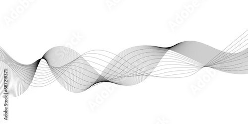 Abstract wavy grey stream element for design on transparent background isolated. Wavy white and grey lines background. Abstract business wave curve lines background.