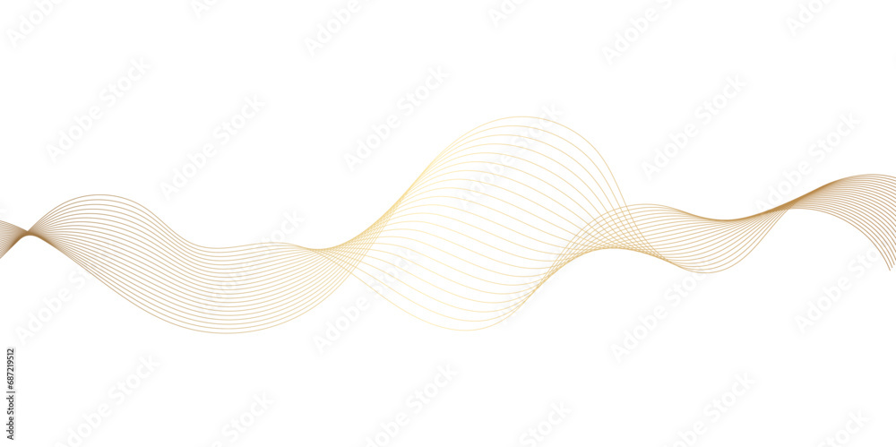 Luxury golden flowing wave curved lines, frequency wavy sound, technology curve line background. Design used for technology, science, banner, template, wallpaper, business and many more. Luxury golden flowing wave curved lines, frequency wavy sound, technology curve line background. Design used for technology, science, banner, template, wallpaper, business and many more.