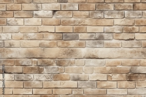 Wide Beige brick wall panoramic background texture. Home and office design backdrop