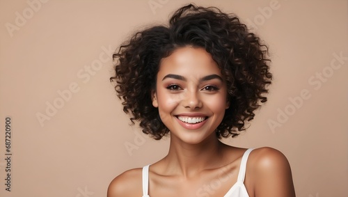 Curly Woman Portrait Digital Photography Professional Photo Shooting Background Design