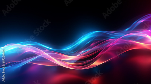 Abstract Flow of Neon Light Representing Digital Information Streams Background