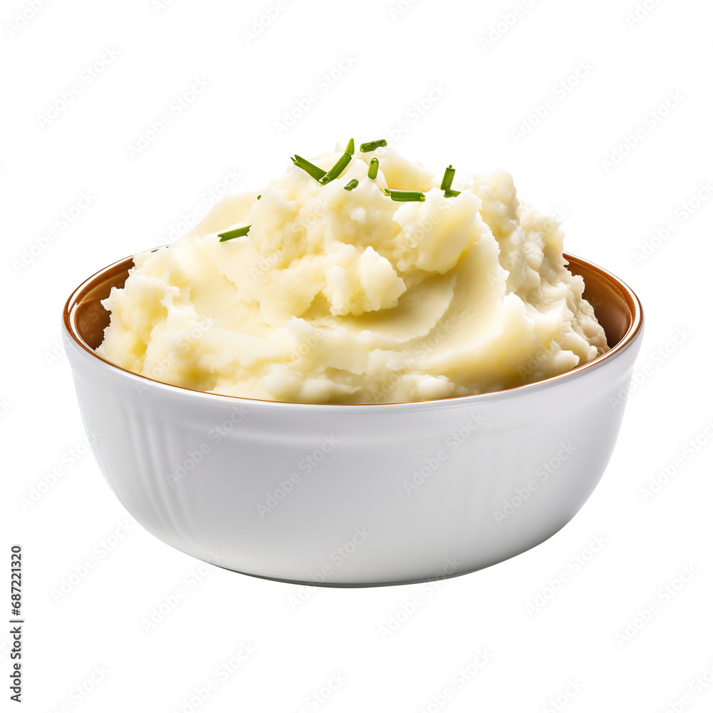 mashed potatoes in a bowl isolated on transparent background Remove png, Clipping Path, pen tool