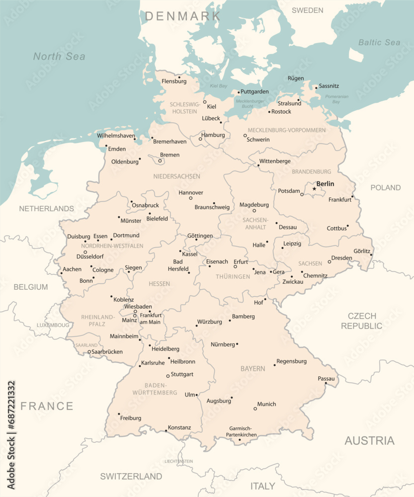 Germany - detailed map with administrative divisions country.
