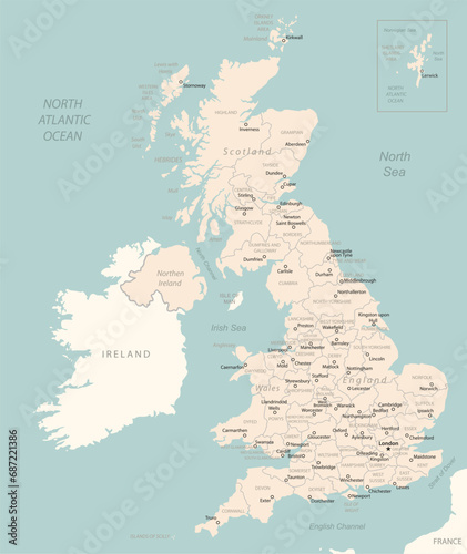 United Kingdom - detailed map with administrative divisions country.