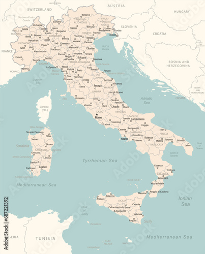 Italy - detailed map with administrative divisions country.